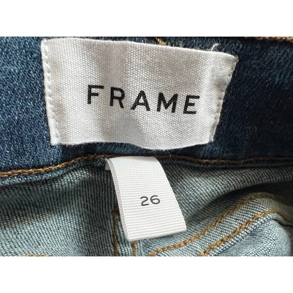 FRAME WOMENS 26 LE HIGH-RISE STRAIGHT FIT ANKLE JEANS BESTIA MEDIUM BLUE DENIM - Picture 5 of 12
